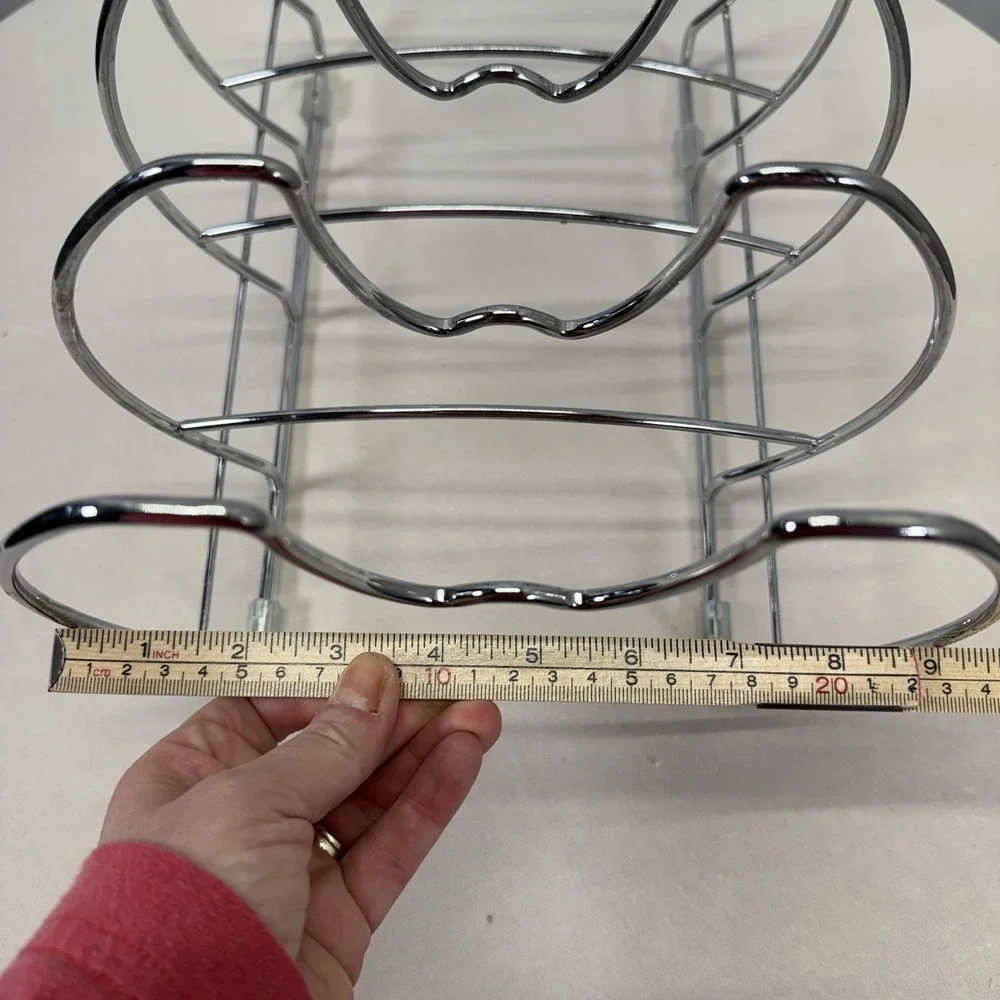 Chrome Pot /Pan Lid Holder Organizer Rack 4 Compartments Free Standing Or Fasten